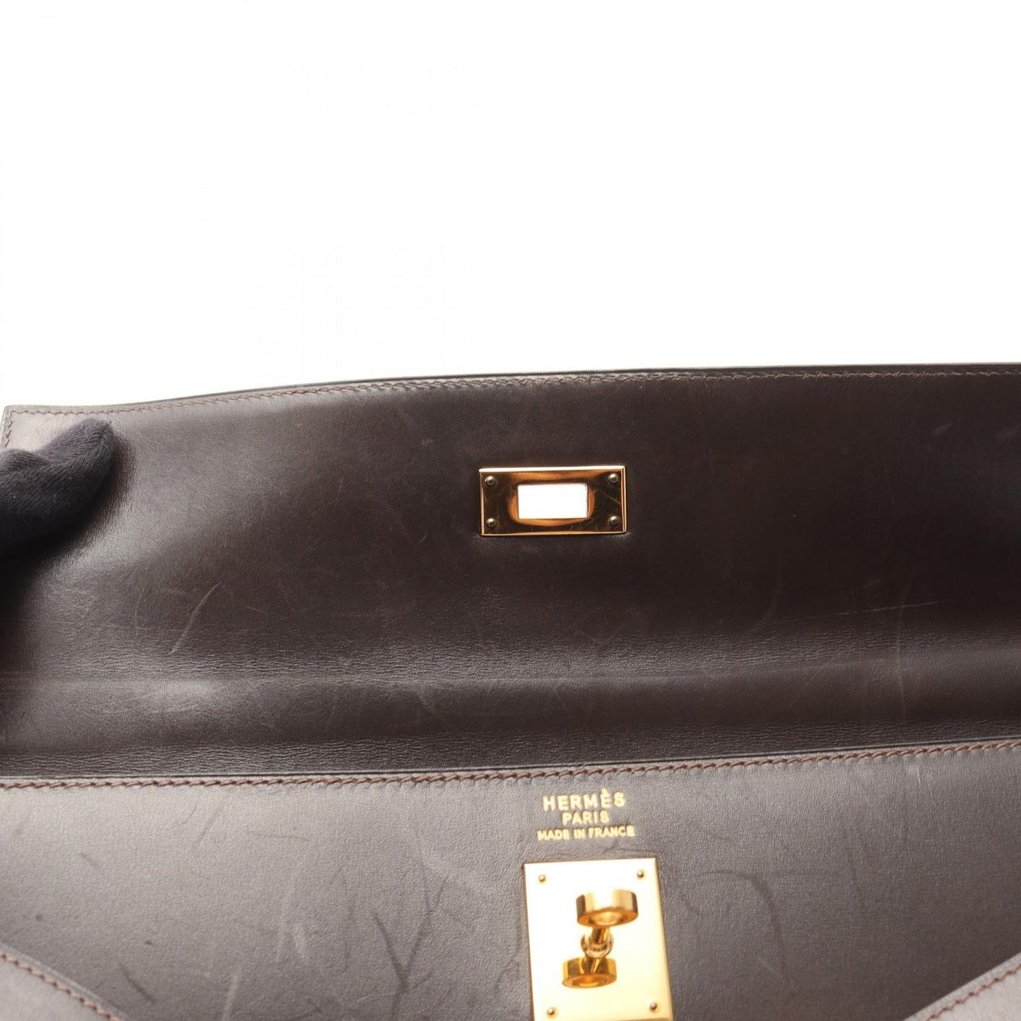 HERMES Kelly 35 Handbag in Ebeve Calfskin - Timeless Elegance