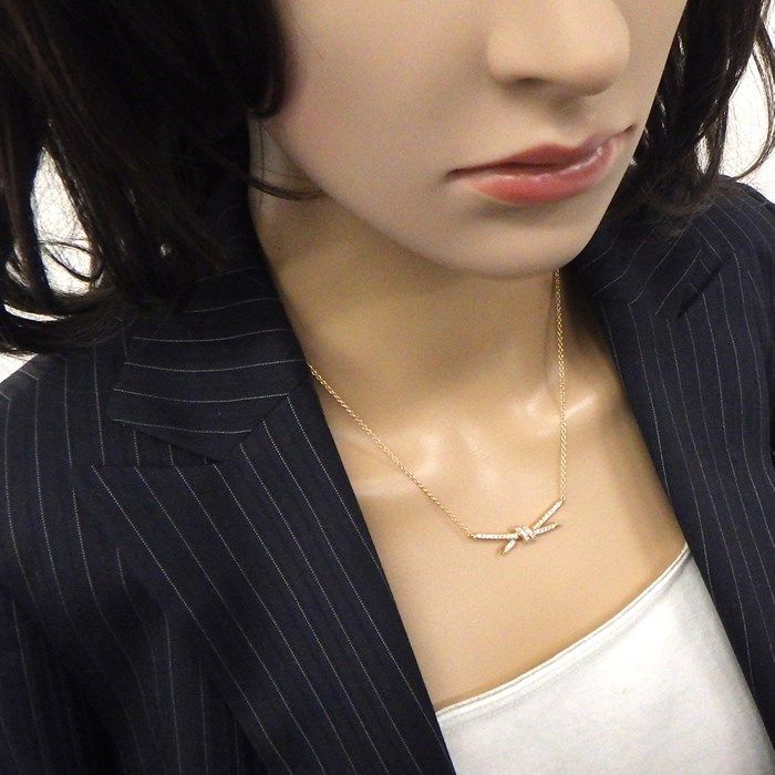 Tiffany & Co. Knot Necklace with 0.38ct Diamond in K18 Pink Gold