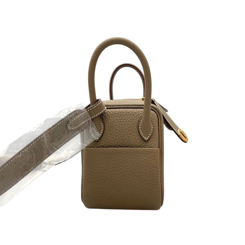 HERMES Lindy Mini Bag in Etoupe with Gold Hardware - Unmatched Elegance