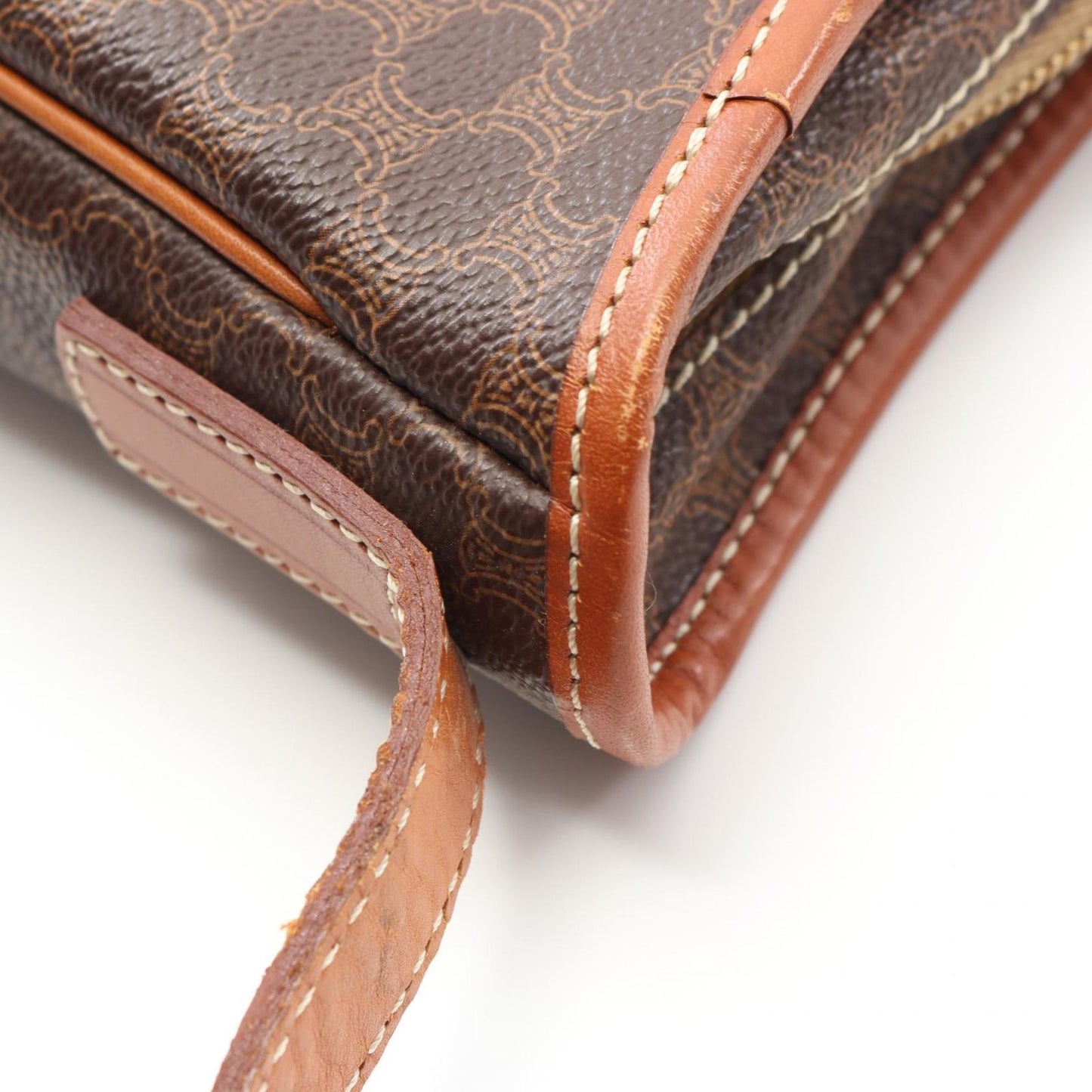 CELINE Macadam Shoulder Bag in Dark Brown PVC Coated Canvas