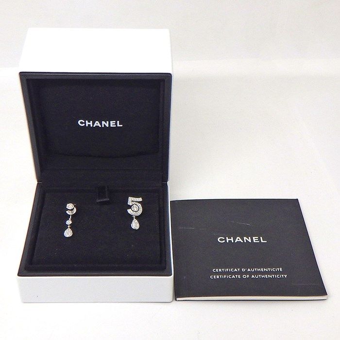 CHANEL Eternal No.5 Diamond Drop Earrings in K18 White Gold