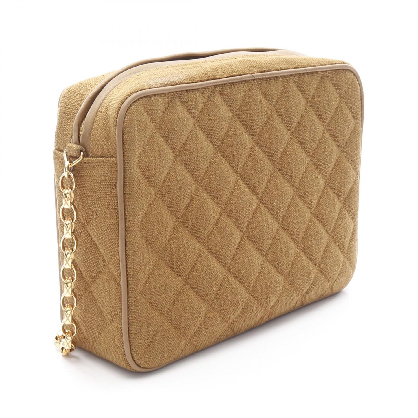 CHANEL Matelassé Fringe Shoulder Bag in Brown Fabric