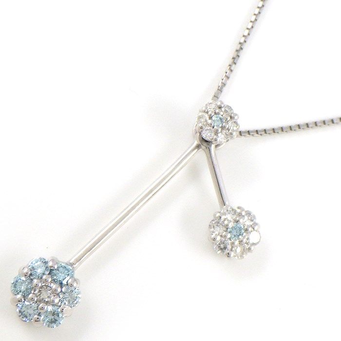 Exquisite Floral Diamond Necklace with Blue Diamonds - 0.50ct Total