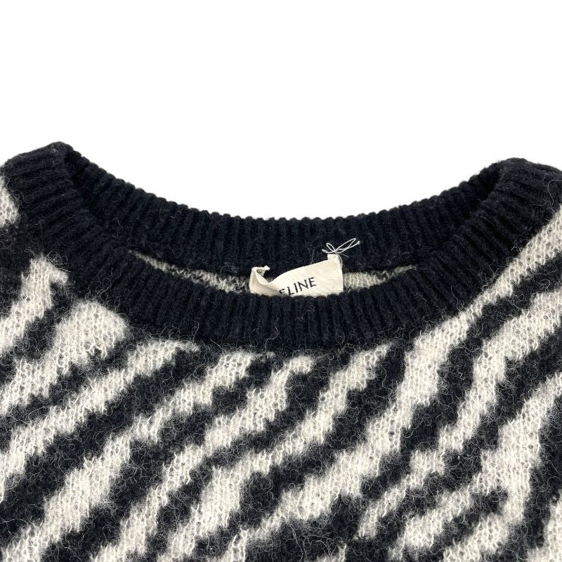 CELINE Zebra Knit Sweater - Black Wool, XS - Exquisite Craftsmanship