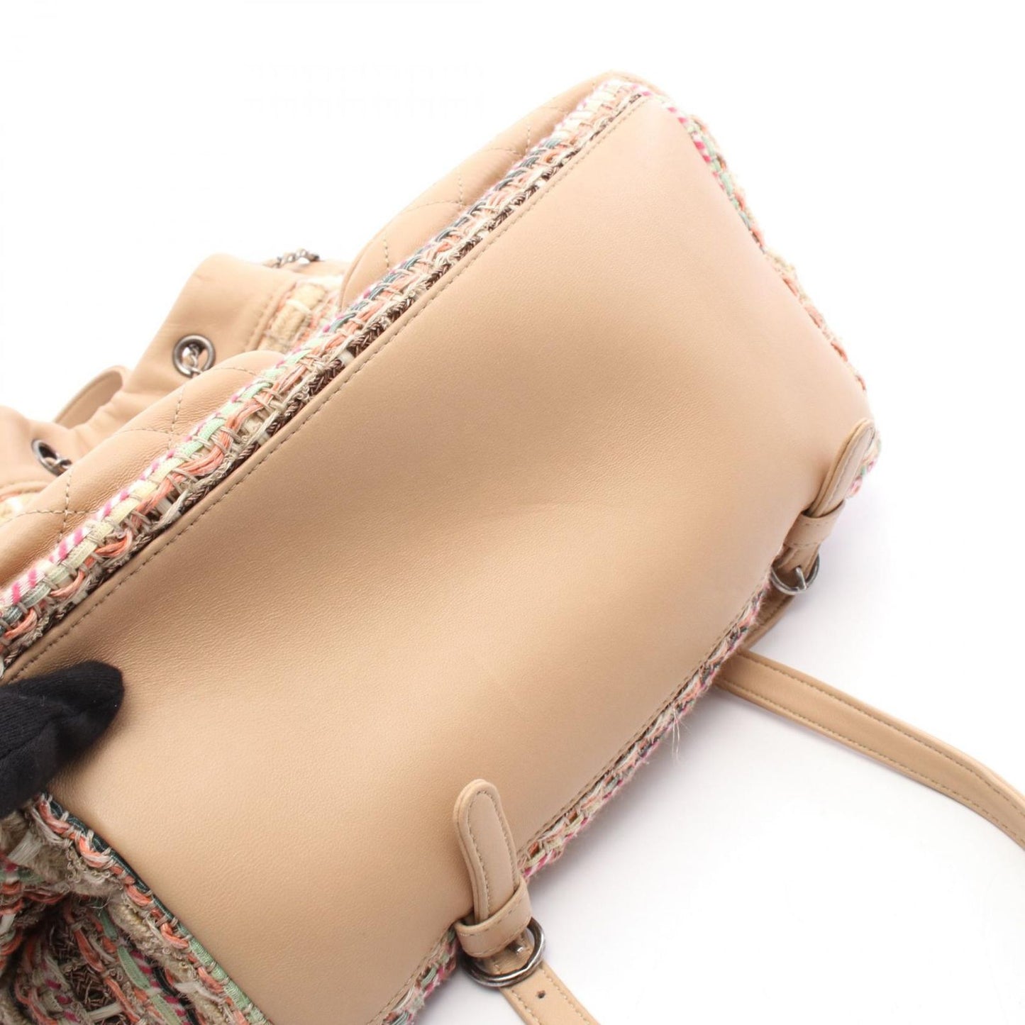 CHANEL Matelassé Coco Mark Backpack in Beige Lambskin