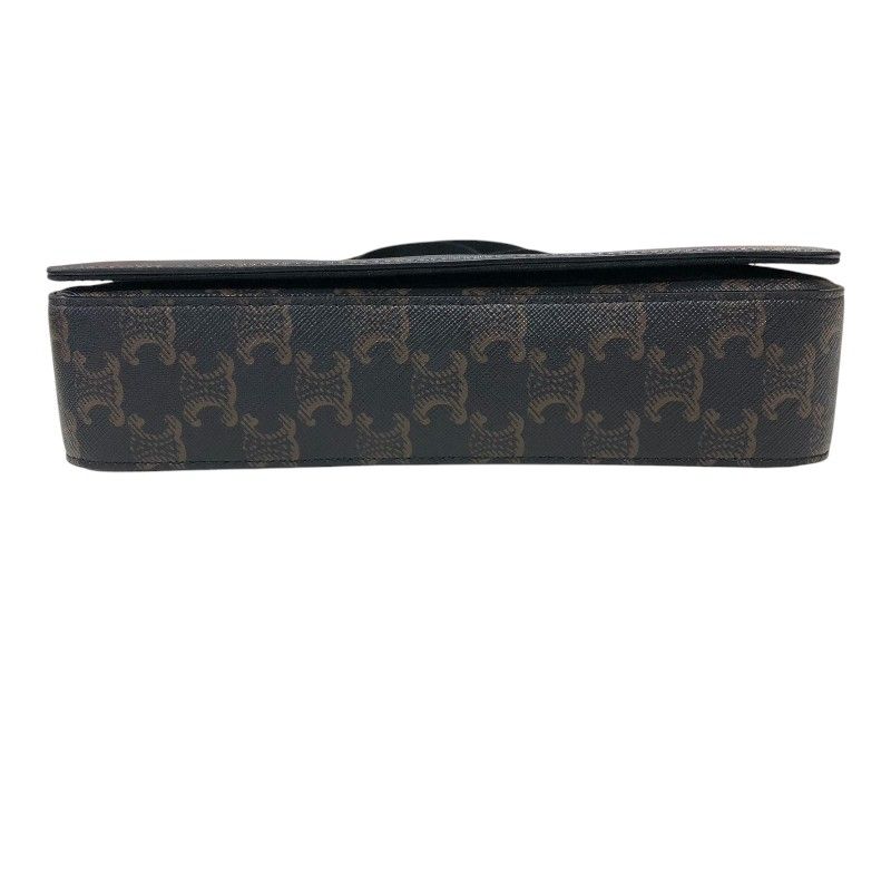 CELINE Flap Messenger Bag in Black Trionf Canvas & Leather