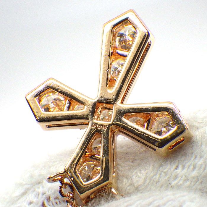 Graff Trapezoid Cross Diamond Necklace in K18 Pink Gold