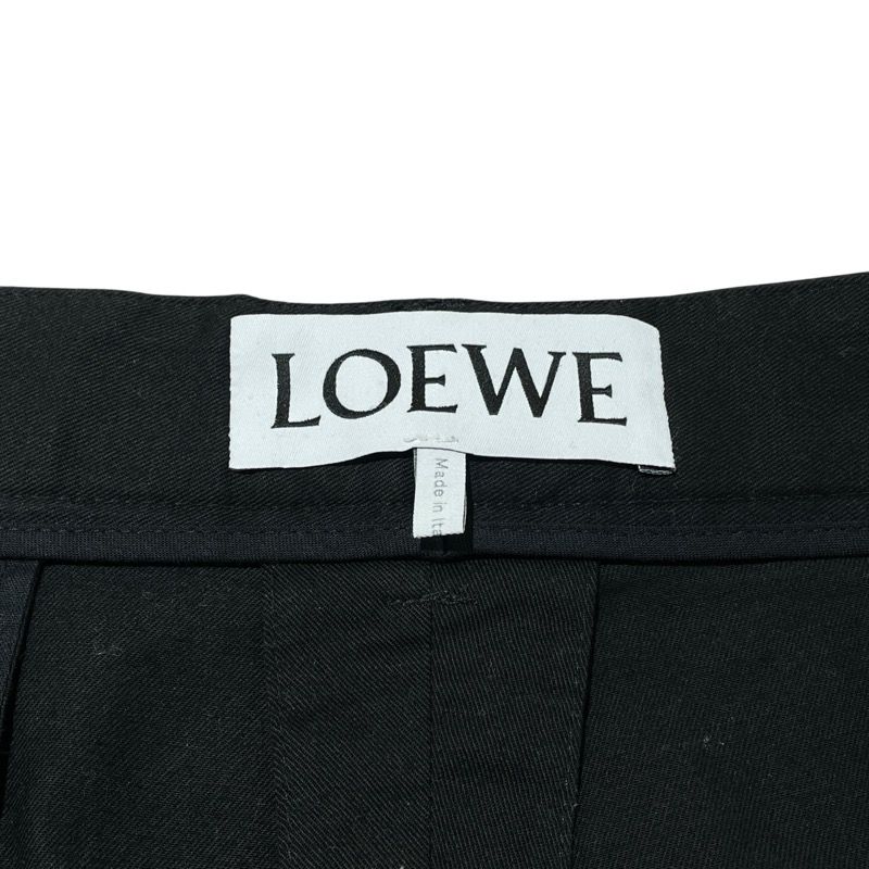 LOEWE Wide Cargo Trousers in Black Cotton - Men's Luxury Pants