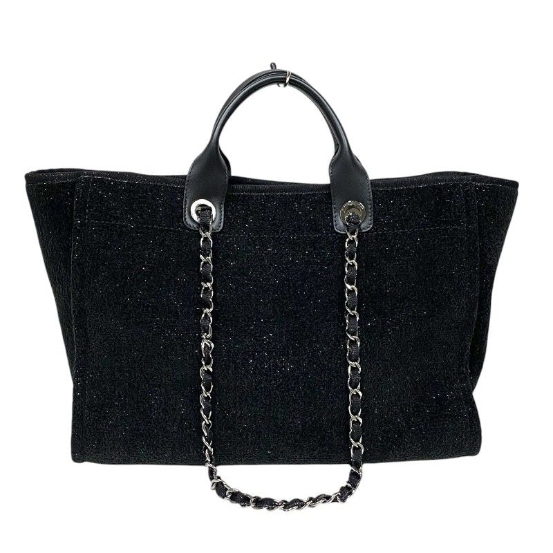 CHANEL Deauville Large Tote Bag in Black Velvet & Leather