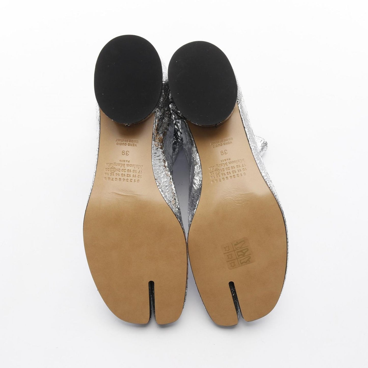 Maison Margiela Tabi Leather Short Boots - Silver, Size 39