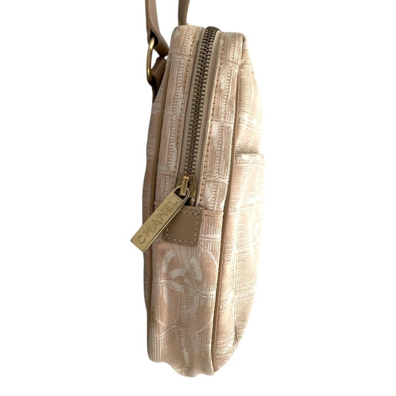 CHANEL Beige Nylon Jacquard New Travel Line Shoulder Bag