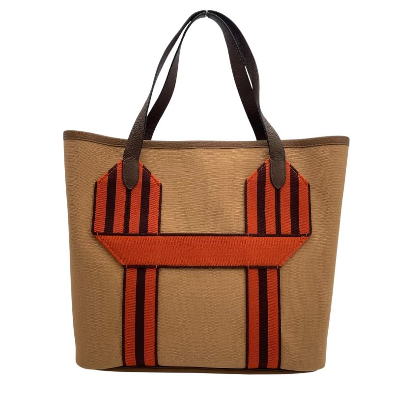 HERMES Puresangle U刻 Tote Bag in Chai & Cocoa with Silver Hardware