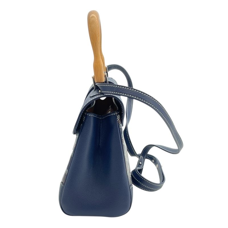 GOYARD Saigon Mini Navy Coated Canvas Shoulder Bag for Women