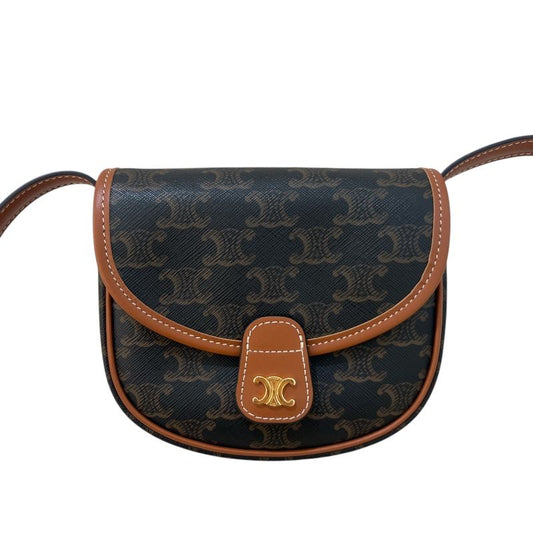 CELINE Mini Basse 196702 Triomphe Canvas Tan Shoulder Bag