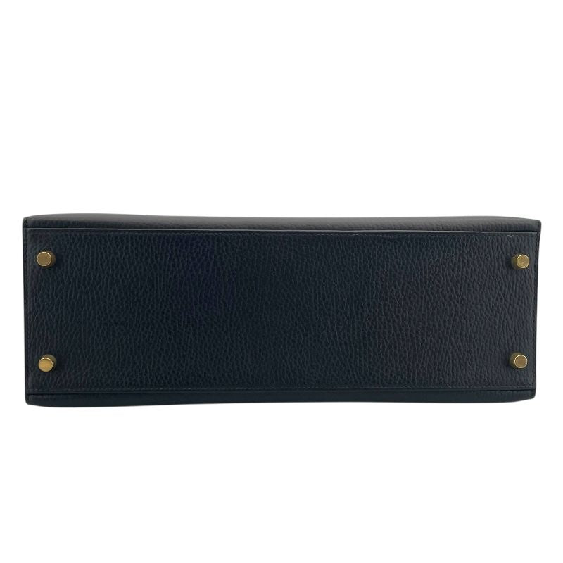 HERMES Kelly 32 Black Ardennes Handbag with Gold Hardware