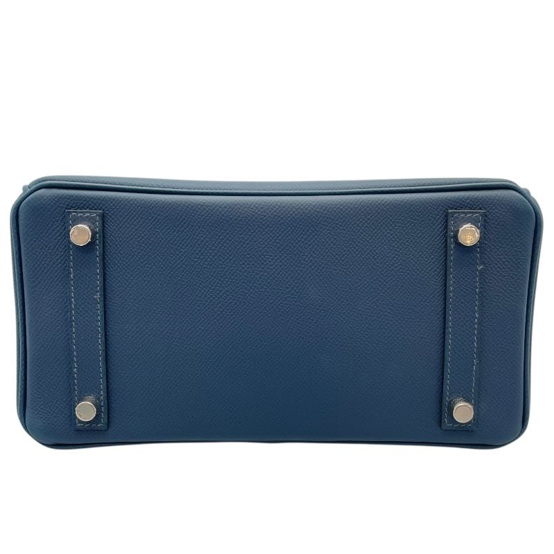 HERMES Birkin 25 Tricolor Blue de Prusse with Silver Hardware