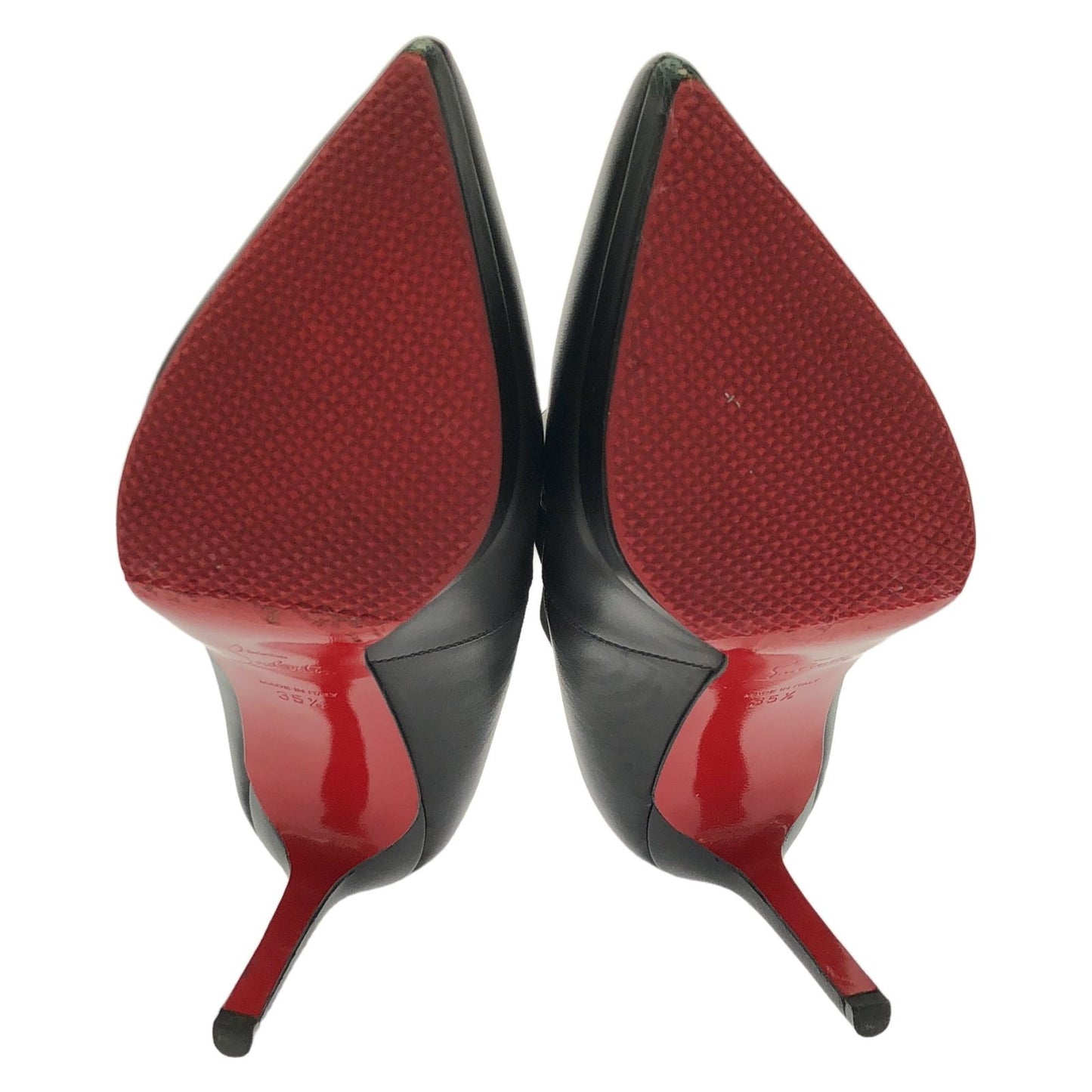 Christian Louboutin Black Leather Short Heel Boots - Size 35.5