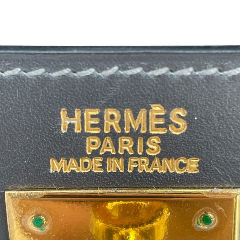 HERMES Kelly 32 Graphite Box Calf Handbag with Gold Hardware