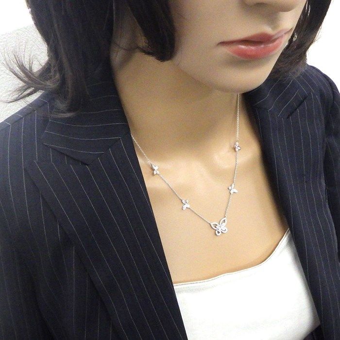 Graff Multi Butterfly Silhouette Necklace in K18WG with Diamonds