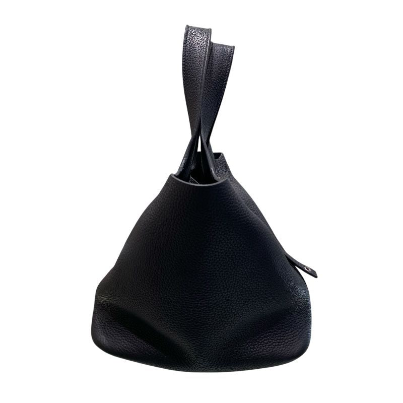 HERMES Picotin Lock MM Black Togo Leather Handbag with Silver Hardware