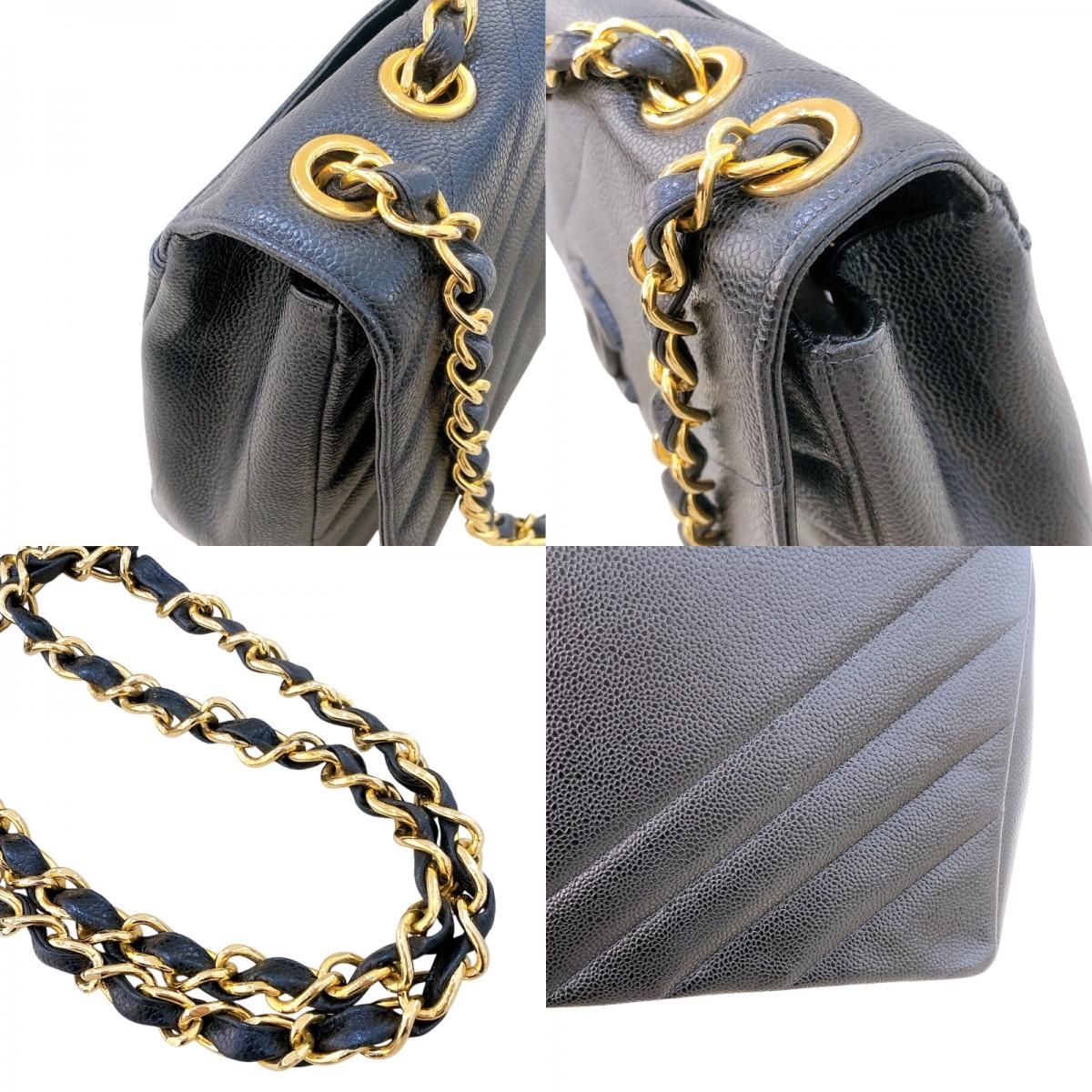 CHANEL Large Flap Chain Shoulder Bag in Caviar with Gold Hardware