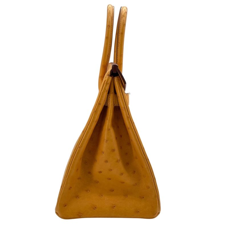 HERMES Birkin 30 Y Stamp Saffron Ostrich Handbag with Silver Hardware