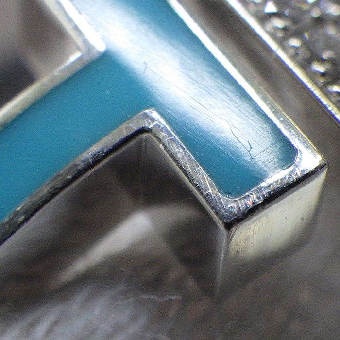 Tiffany & Co. T Wire Ring with Turquoise & Diamonds in K18WG