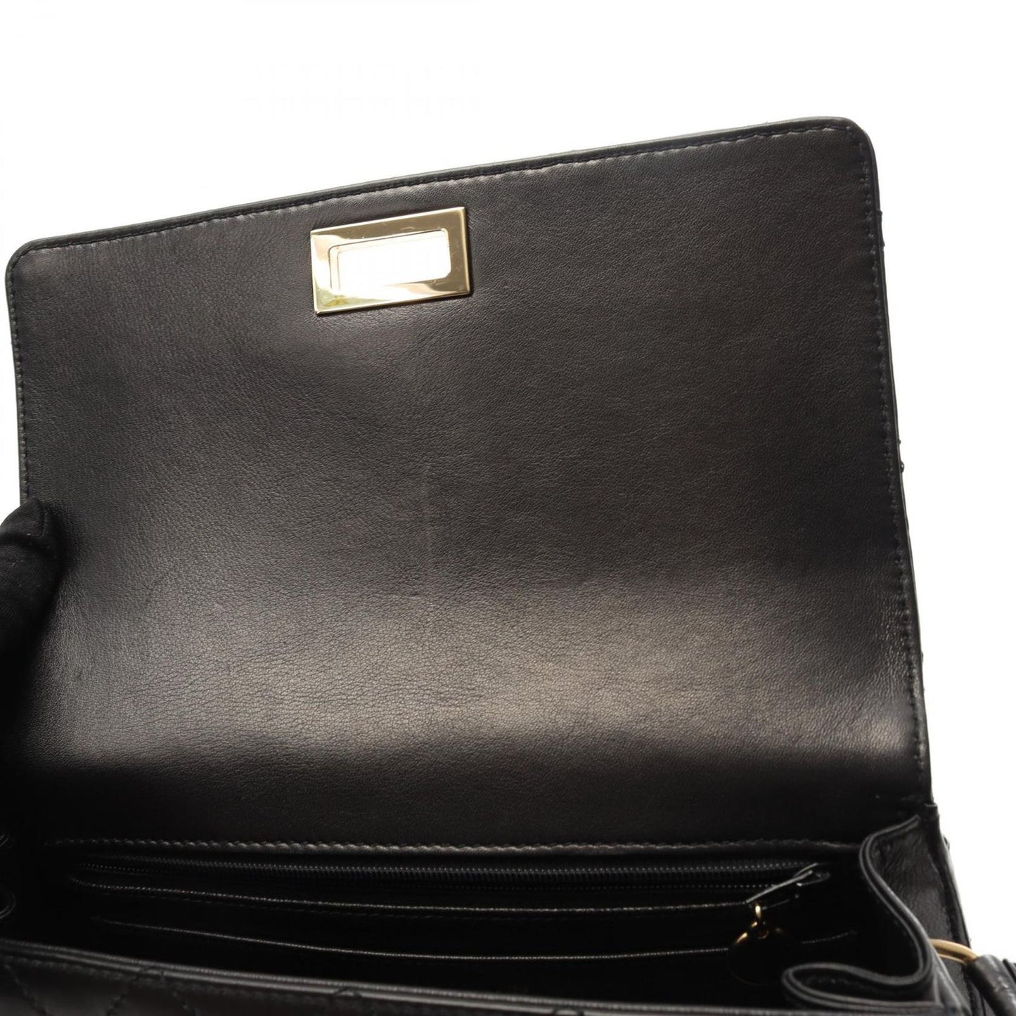 CHANEL 2.55 Matelassé Black Lambskin Shoulder Bag