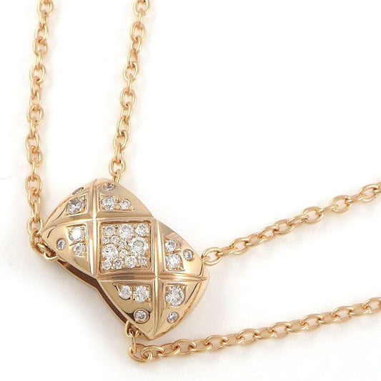 CHANEL Coco Crush Matelassé Diamond Necklace in K18 Beige Gold