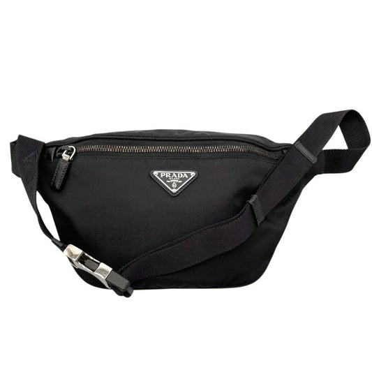 PRADA Black Nylon Waist Bag with Silver Hardware - Men's Luxury Accessory