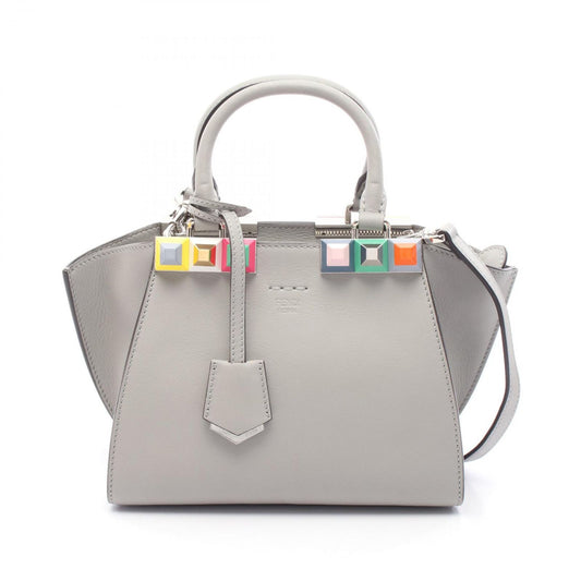 FENDI Mini Trois Jours Handbag in Gray Leather - Exquisite Craftsmanship