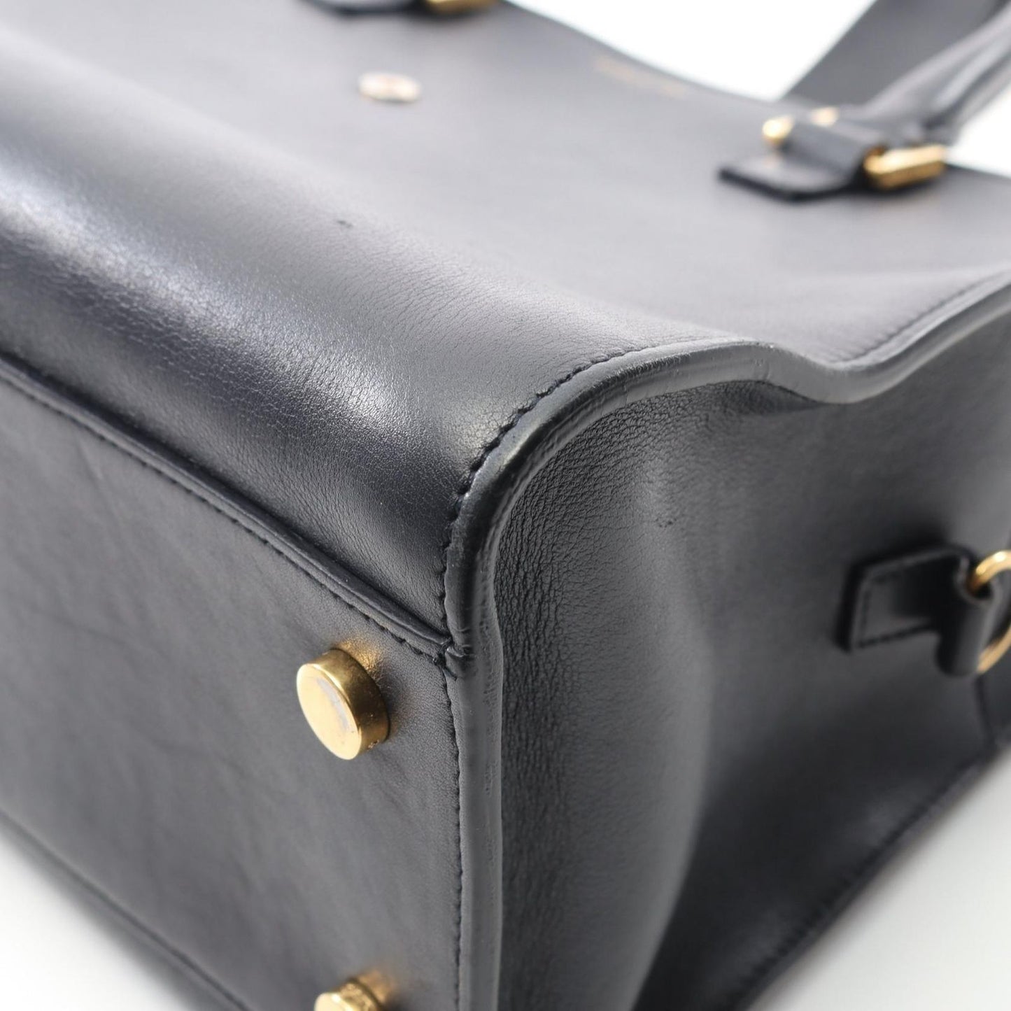 SAINT LAURENT Monogram Cabas Handbag in Navy Leather