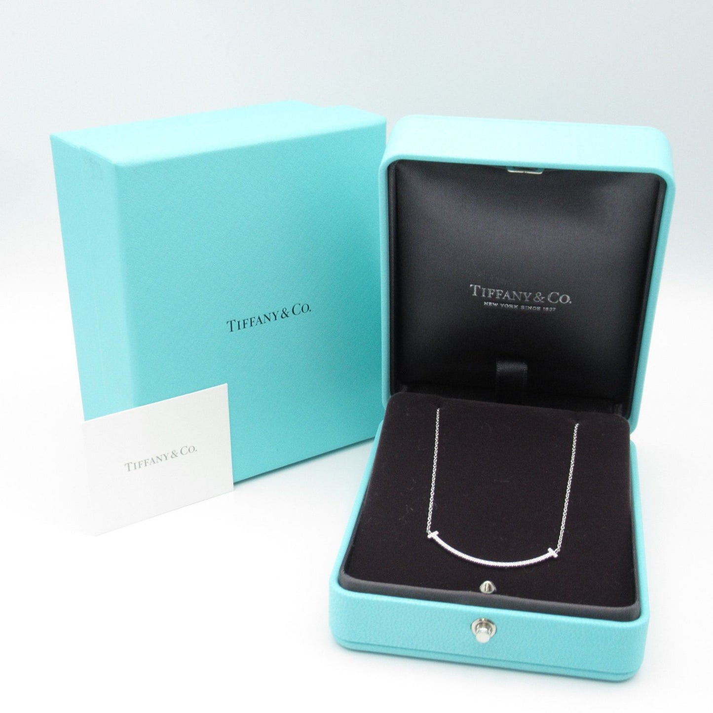 TIFFANY & CO T Smile Necklace in 18K White Gold with Diamonds