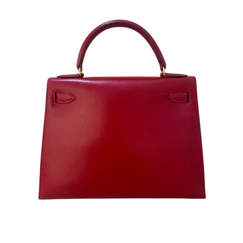 HERMES Kelly 28 Rouge Vif Handbag with Gold Hardware