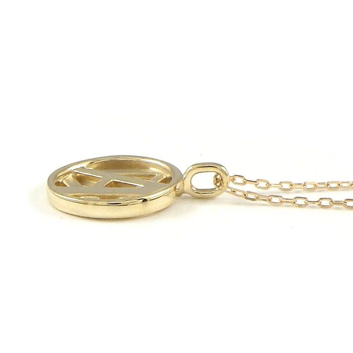 K10YG Round Circle Initial Necklace - Alphabet A