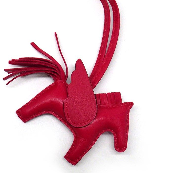 HERMES Rodeo Pegasus PM Bag Charm - 2023 Framboise Swift Leather