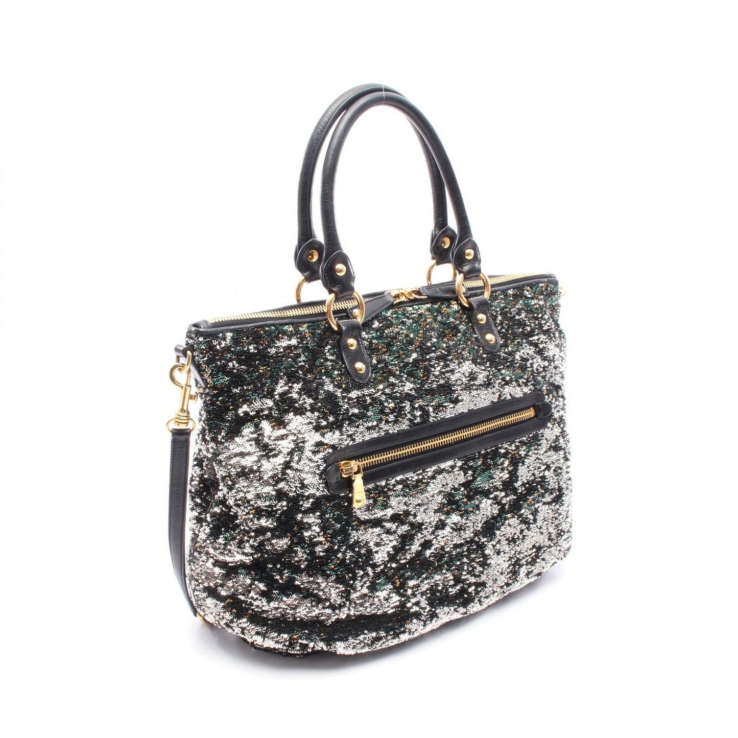 Miu Miu Black & Silver Leather 2-Way Tote Bag - Exquisite Craftsmanship