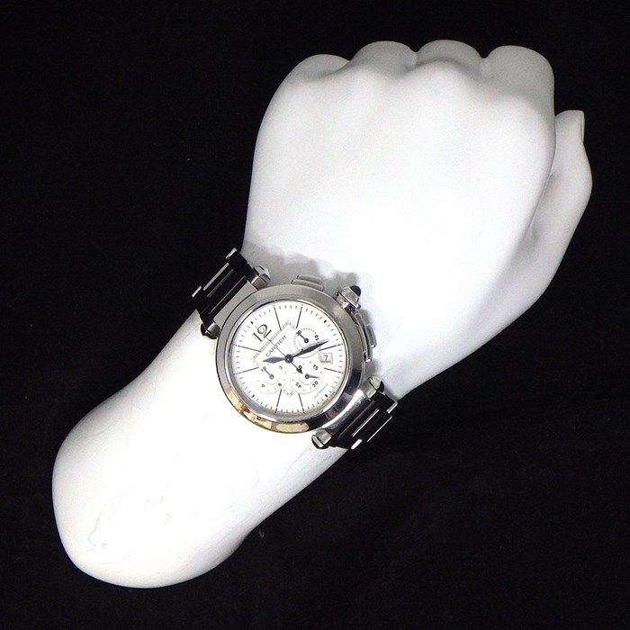 Cartier Pasha W31085M7 Chronograph Watch - White Dial, Stainless Steel