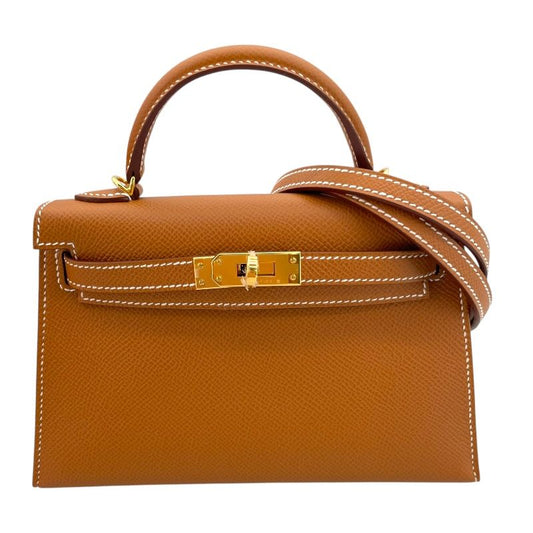 HERMES Mini Kelly Shoulder Bag - Gold with Gold Hardware