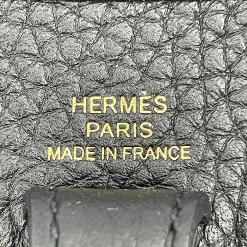 HERMES Evelyne TPM Black Togo Leather Shoulder Bag with Gold Hardware