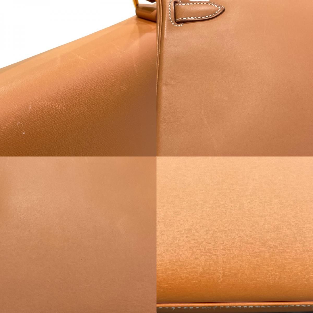 HERMES Kelly 28 Natural Leather Shoulder Bag with Gold Hardware
