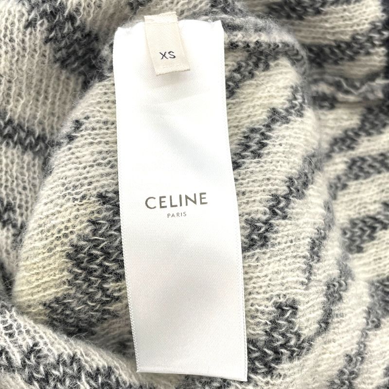 CELINE Zebra Knit Sweater - Black Wool, XS - Exquisite Craftsmanship