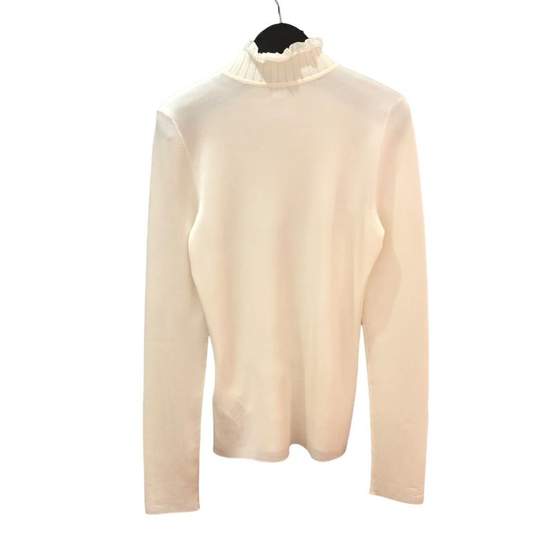 HERMES Ivory Silk Knit Sweater with Unique Neck Design