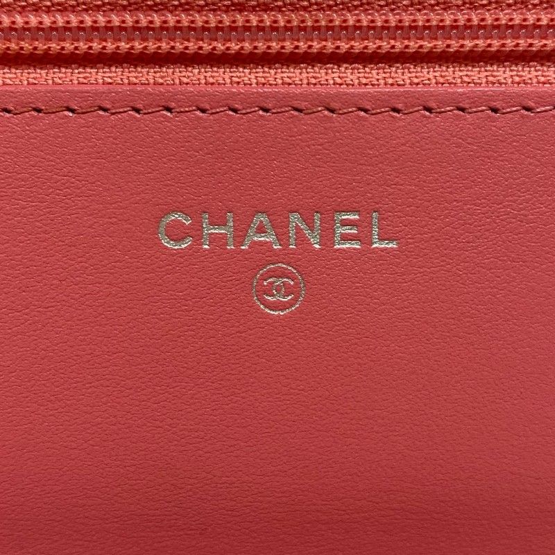 CHANEL 2.55 Chain Wallet in Pink Tweed with Silver Hardware