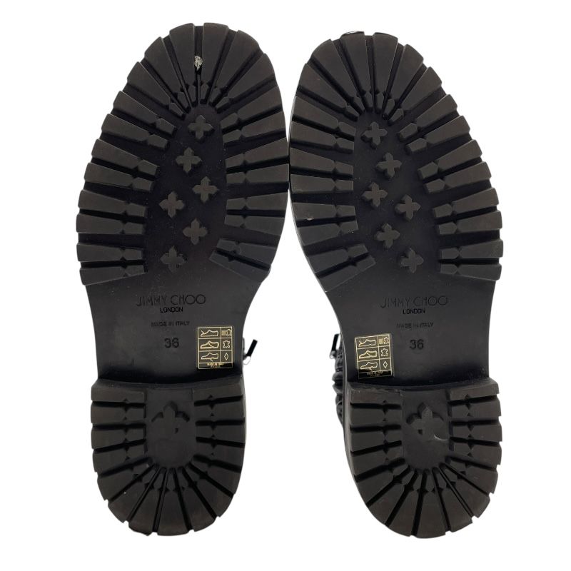 Jimmy Choo Black Leather Mesh Lace-Up Boots - Size 36