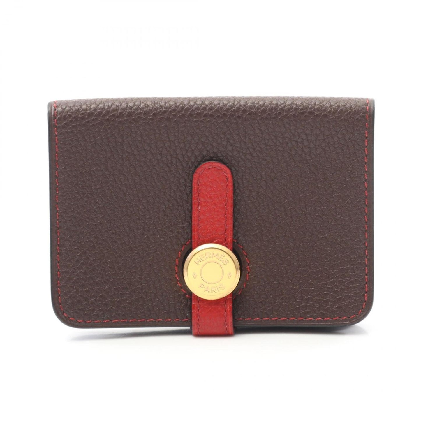 HERMES Dogon Card Case in Chocolate & Rouge Garance - Exquisite Craftsmanship