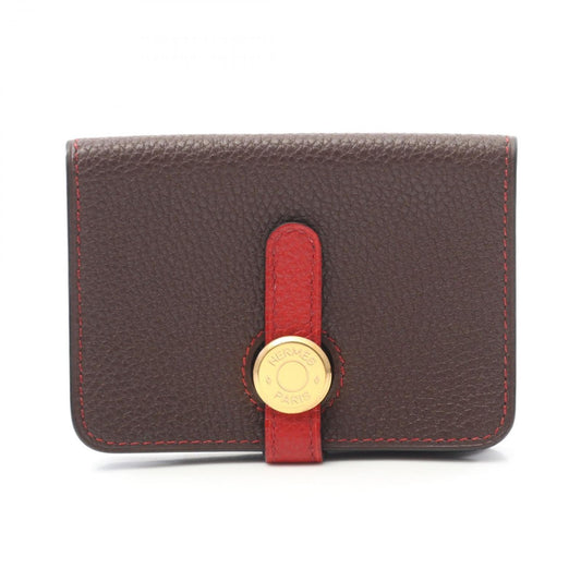 HERMES Dogon Card Case in Chocolate & Rouge Garance - Exquisite Craftsmanship