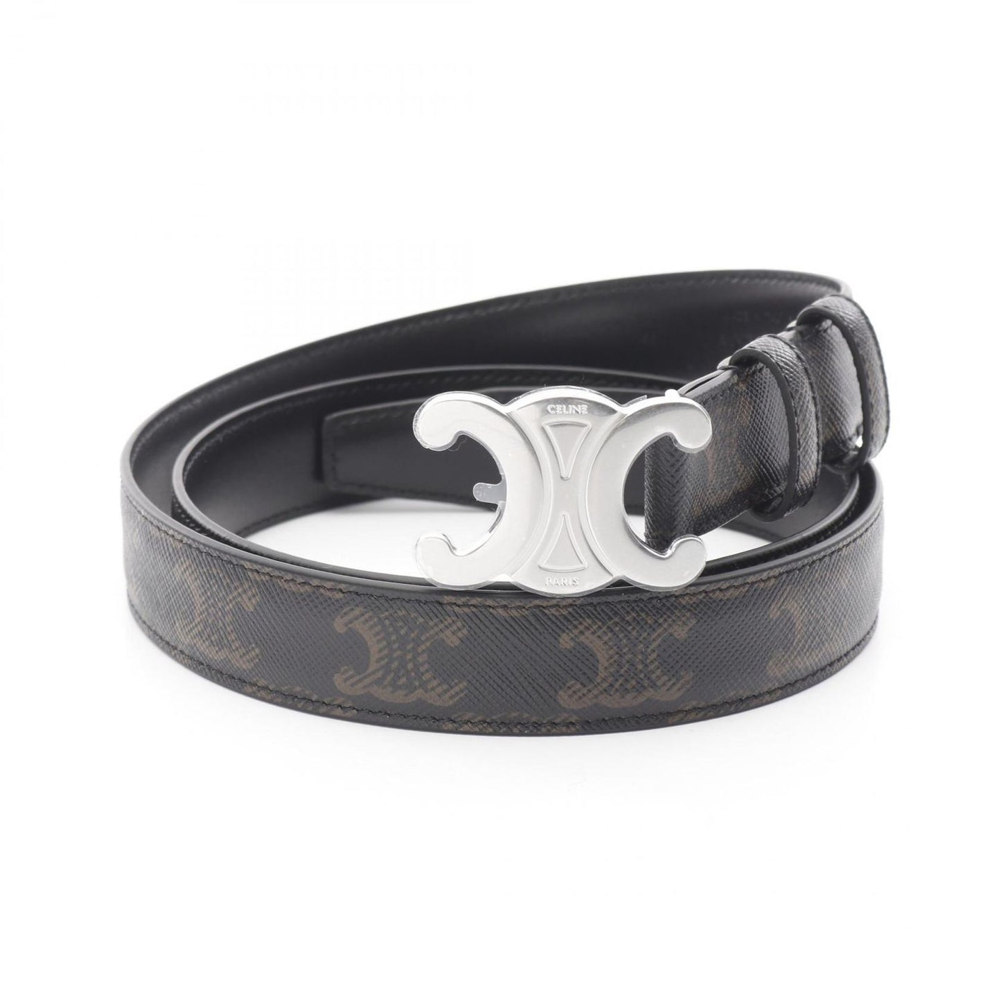 CELINE Medium Triomphe Belt in Black Leather - New Arrival