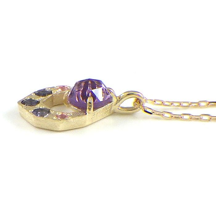 Exquisite Amethyst & Iolite Necklace with Pink Sapphire in K10YG
