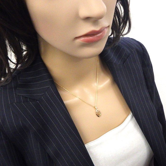 Cartier Double C Logo Necklace in K18 Pink Gold with Diamonds